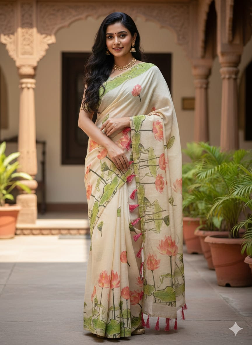 Premium Golden Tissue Saree