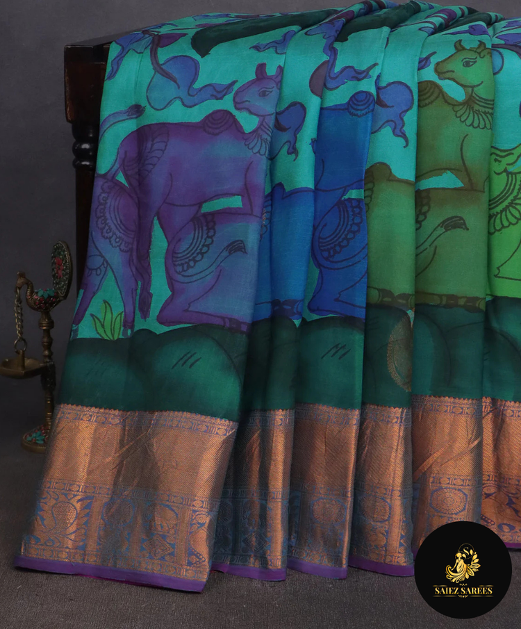 Kanjivarams with Pen Kalamkari Prints
