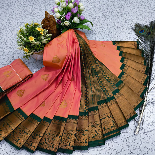 Exquisite Korvai Border Silk Saree with 1000 Butta Design – Timeless Elegance