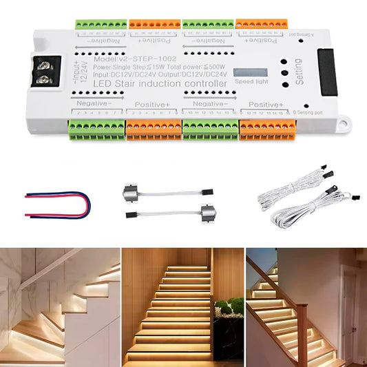 Led Strips Smart Stair Lighting Controller System Motion Sensor PIR LED Stairway Lighting Controller System