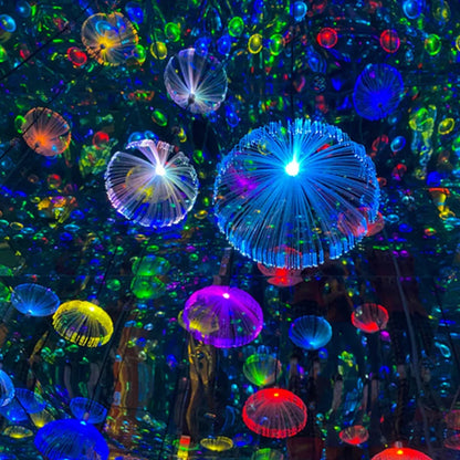 RGB Colorful Jellyfish Led Fiber Optic Light DIY Christmas Chandelier Multi Color Landscape Atmosphere Garden Courtyard Lights