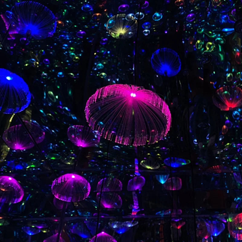 RGB Colorful Jellyfish Led Fiber Optic Light DIY Christmas Chandelier Multi Color Landscape Atmosphere Garden Courtyard Lights