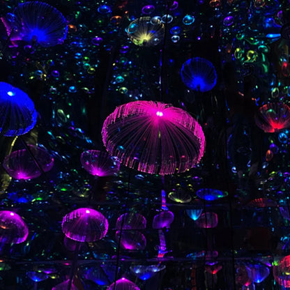 RGB Colorful Jellyfish Led Fiber Optic Light DIY Christmas Chandelier Multi Color Landscape Atmosphere Garden Courtyard Lights