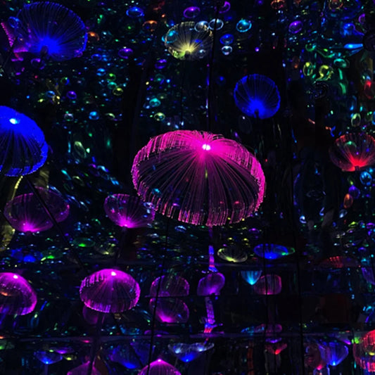 RGB Colorful Jellyfish Led Fiber Optic Light DIY Christmas Chandelier Multi Color Landscape Atmosphere Garden Courtyard Lights