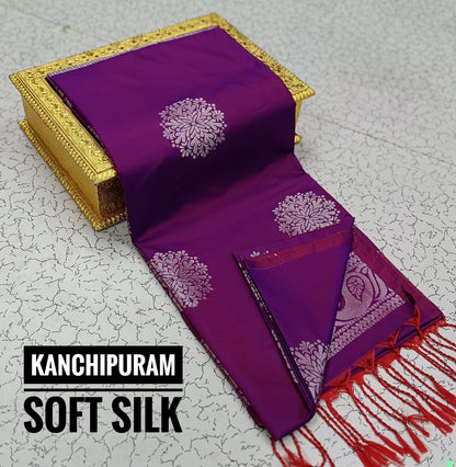 Kanchipuram Soft Silk Saree – Dual Tone Elegance
