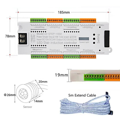 Led Strips Smart Stair Lighting Controller System Motion Sensor PIR LED Stairway Lighting Controller System