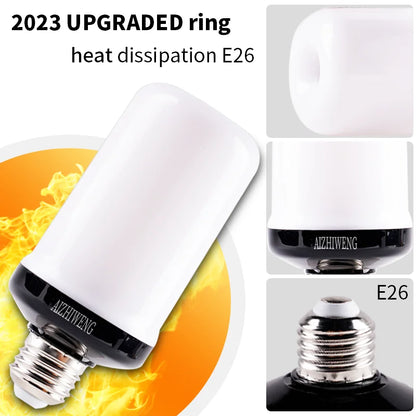 Upgraded LED Flame Light Bulbs, 4 Modes Flickering with Upside Down Effect, E26/E27 Base for Christmas(Not support APP control）