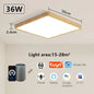 Tuya Smart Ceiling Lamp 36W Wood Grain Square Design LED Ceiling Light With Alexa Google Voice Control For Home