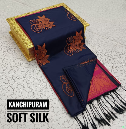 Kanchipuram Soft Silk Saree – Dual Tone Elegance