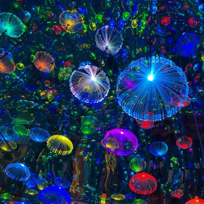 RGB Colorful Jellyfish Led Fiber Optic Light DIY Christmas Chandelier Multi Color Landscape Atmosphere Garden Courtyard Lights
