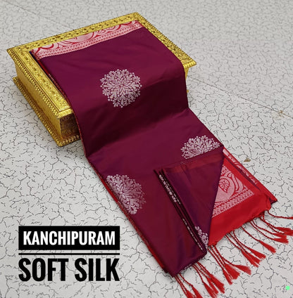 Kanchipuram Soft Silk Saree – Dual Tone Elegance