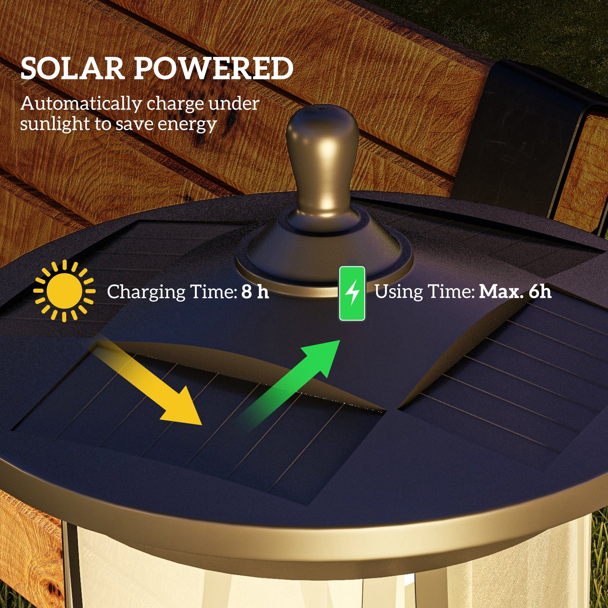 Solar Lamp Post Light, 1.3 M LED Outdoor Street Light, Waterproof IP44 for Patio, Garden, Pathway, Cool White-3