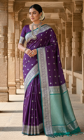 Kanchipuram silver Pattern All Over Buttas Soft Silk Sarees