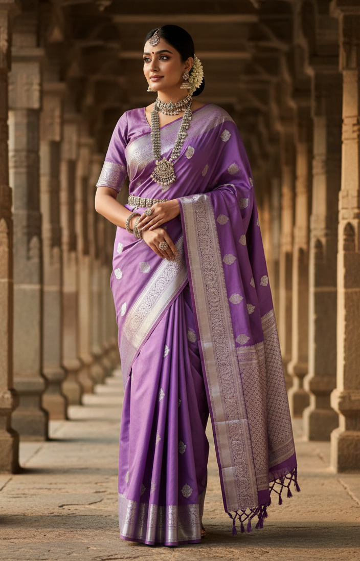 Kanchipuram silver  Zari Pattern  Soft Silk Sarees