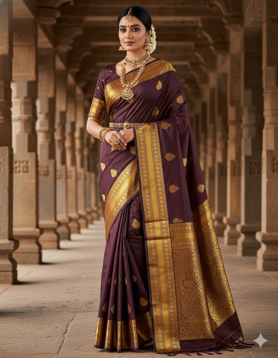 Kanchi Semi Silk Sarees   Korvai Pattern