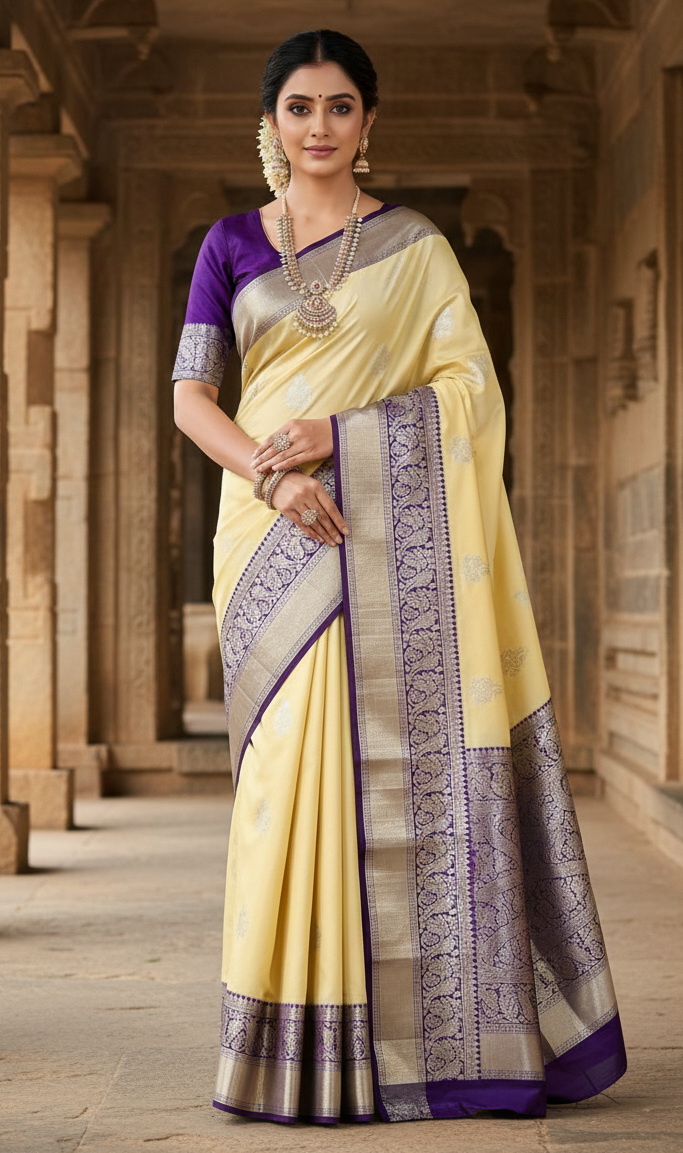 Kanchipuram silver Soft Silk Sarees