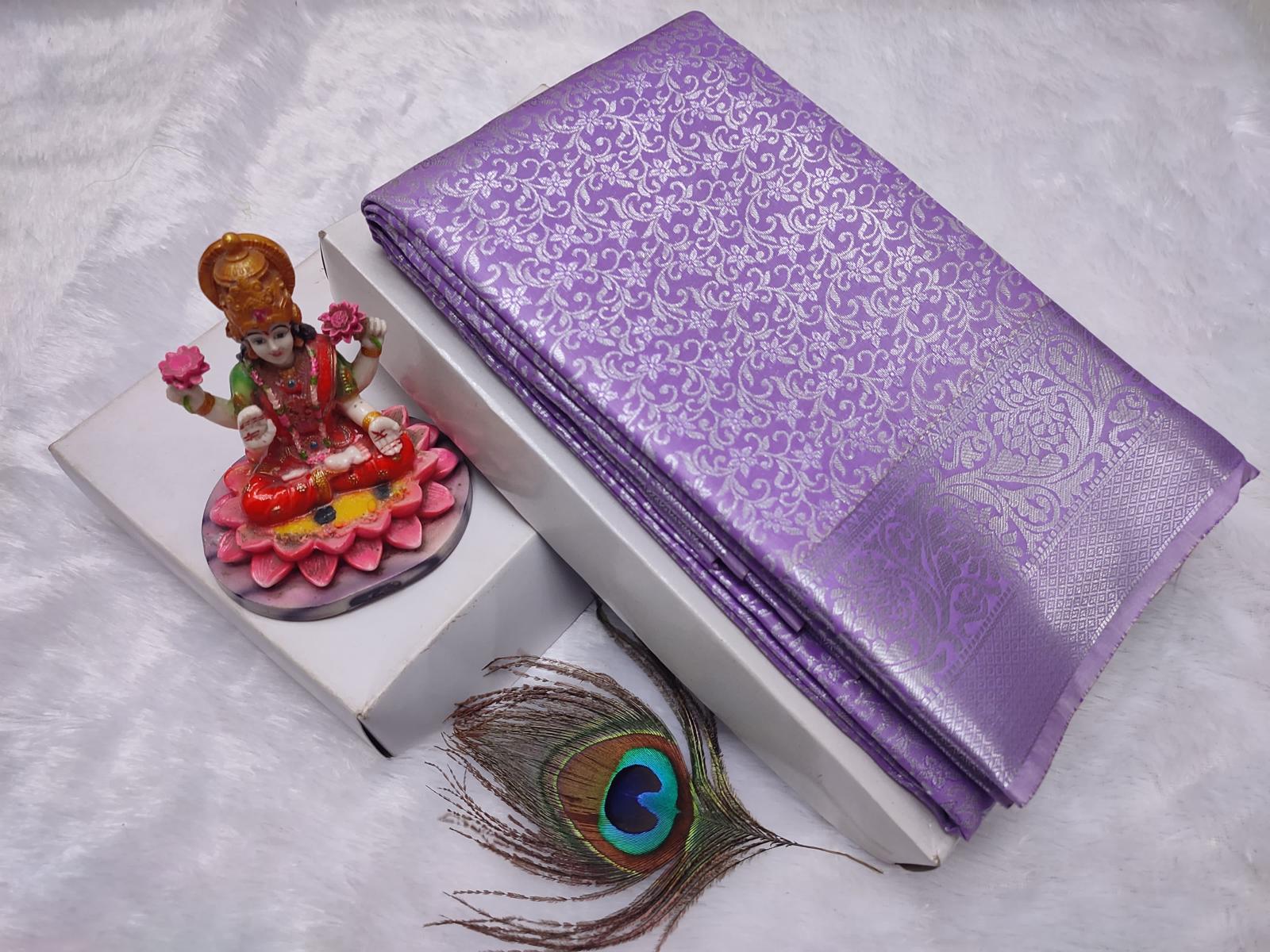 Bridal Silver Semi Silk Saree