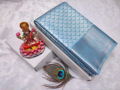 Silver Zari Silk Saree Pastel Collection