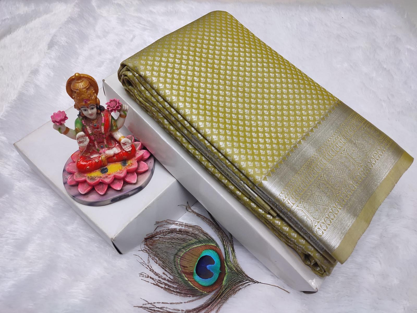 Bridal Silver Semi Silk Saree