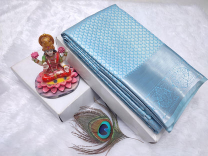 Silver Zari Silk Saree Pastel Collection