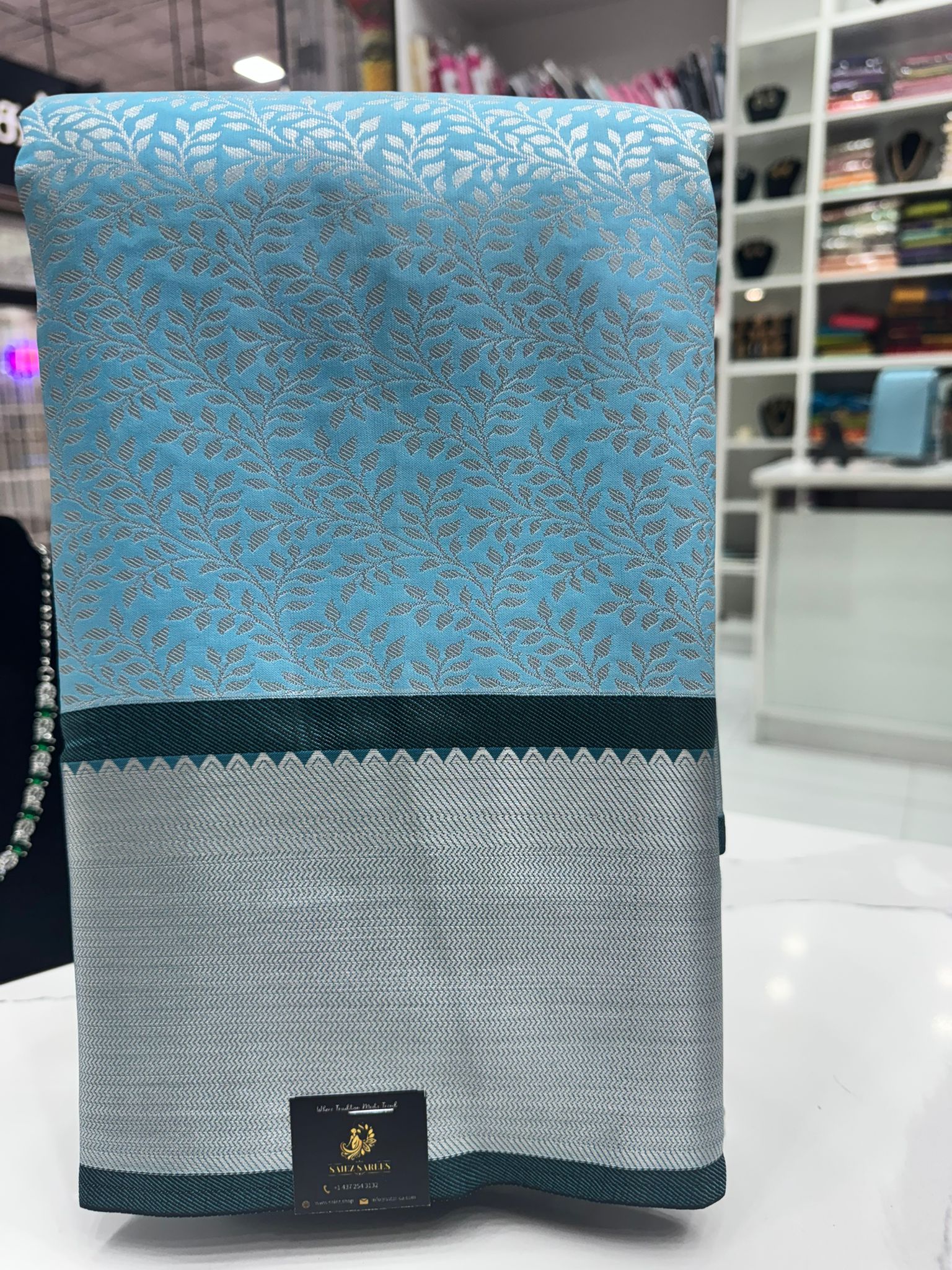 Bridal Silver Semi Silk Saree