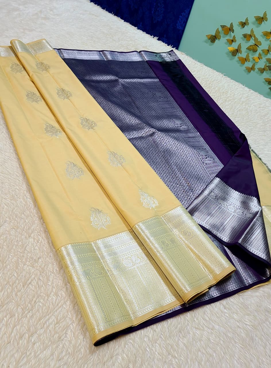 Kanchipuram silver Soft Silk Sarees