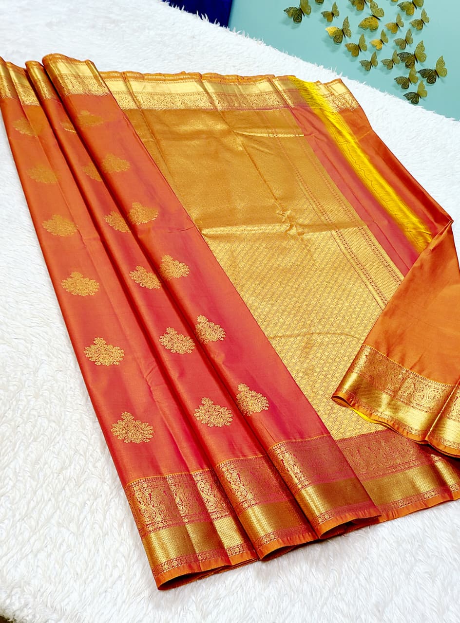 Kanchipuram semi double shade silk saree