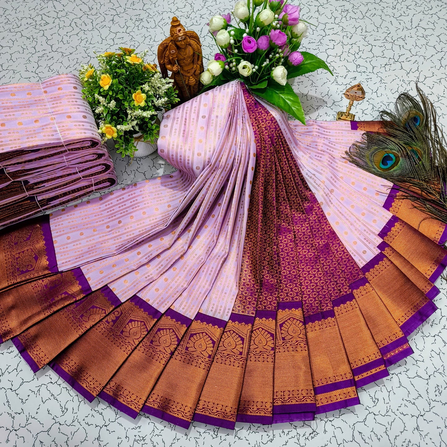 Exquisite Korvai Border Silk Saree with 1000 Butta Design – Timeless Elegance