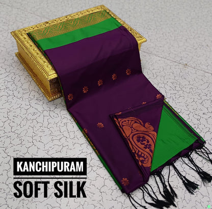 Kanchipuram Soft Silk Saree – Dual Tone Elegance