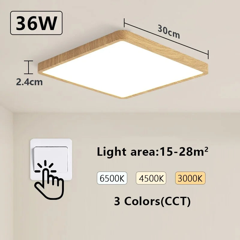 Tuya Smart Ceiling Lamp 36W Wood Grain Square Design LED Ceiling Light With Alexa Google Voice Control For Home