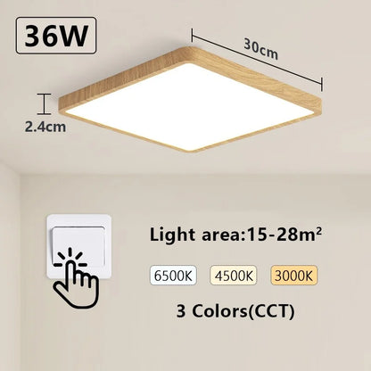 Tuya Smart Ceiling Lamp 36W Wood Grain Square Design LED Ceiling Light With Alexa Google Voice Control For Home