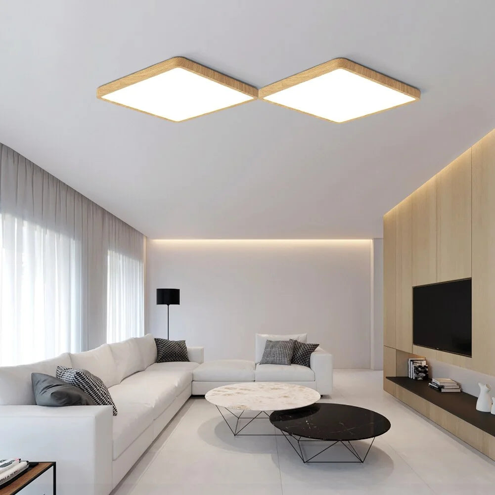 Tuya Smart Ceiling Lamp 36W Wood Grain Square Design LED Ceiling Light With Alexa Google Voice Control For Home