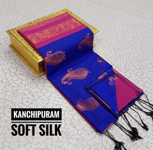 Kanchipuram Soft Silk Saree – Dual Tone Elegance