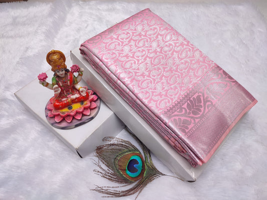 Soft Silk Saree with Silver Zari – Grace in Every Drape