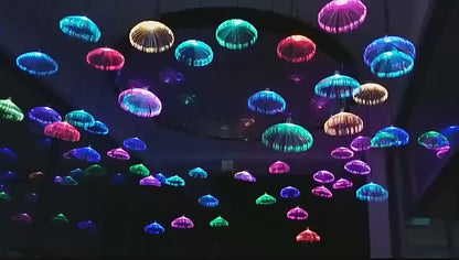 RGB Colorful Jellyfish Led Fiber Optic Light DIY Christmas Chandelier Multi Color Landscape Atmosphere Garden Courtyard Lights