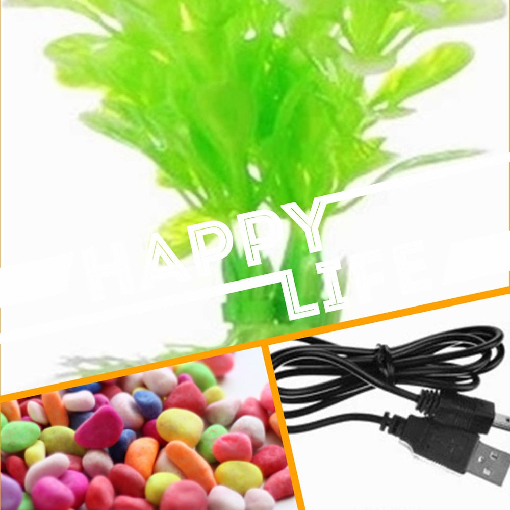 Aquarium USB Mini Aquarium with LED Night Light LCD Display Screen and Clock Fish Tank Personalise Aquarium Tank Fish Bowl D20-2