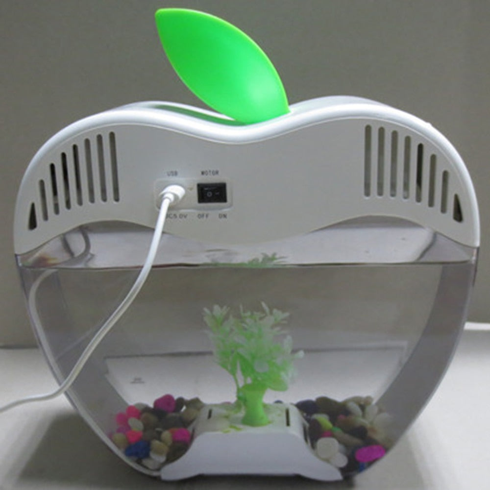 Aquarium USB Mini Aquarium with LED Night Light LCD Display Screen and Clock Fish Tank Personalise Aquarium Tank Fish Bowl D20-4